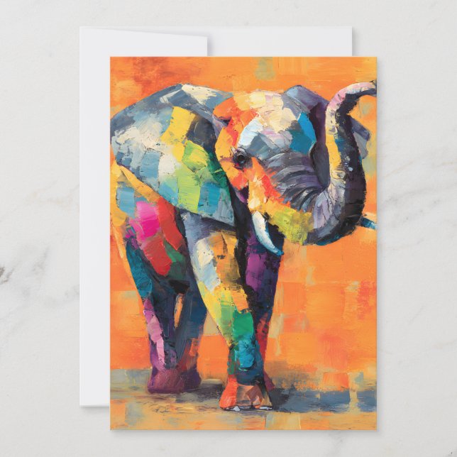 Abstrakt Happy Rainbow Elephant Feiertagskarte (Vorderseite)
