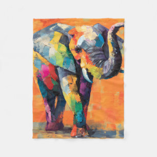 Abstrakt Happy Rainbow Elephant Fleecedecke
