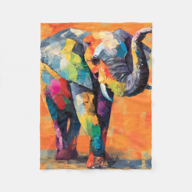 Abstrakt Happy Rainbow Elephant Fleecedecke (Vorderseite)