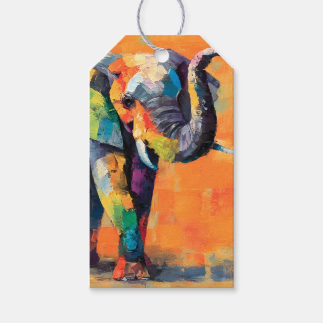 Abstrakt Happy Rainbow Elephant Geschenkanhänger (Vorderseite)