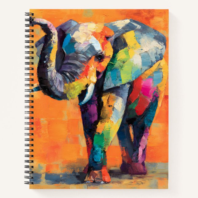 Abstrakt Happy Rainbow Elephant Notizbuch (Vorderseite)