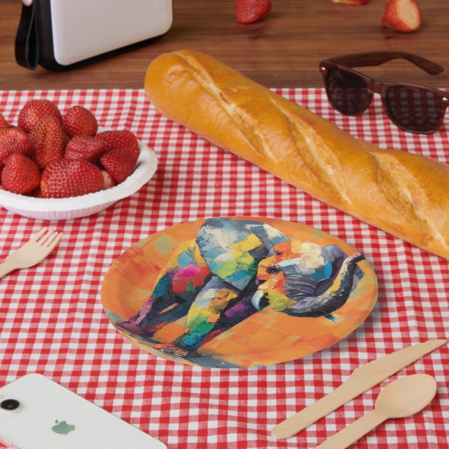 Abstrakt Happy Rainbow Elephant Pappteller (Picknick)
