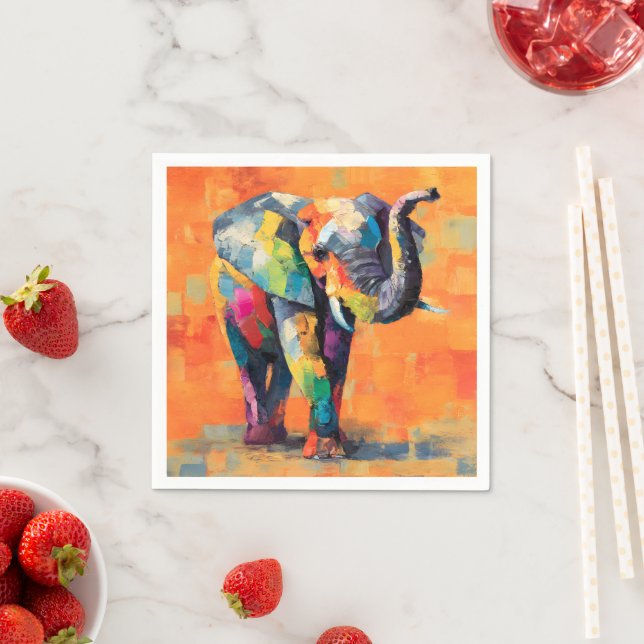 Abstrakt Happy Rainbow Elephant Serviette (Beispiel)