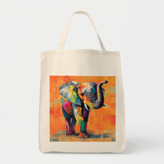 Abstrakt Happy Rainbow Elephant Tragetasche (Vorne)