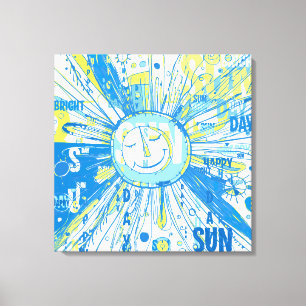 Abstrakt Happy Whimsical Sun Word Art Leinwanddruck