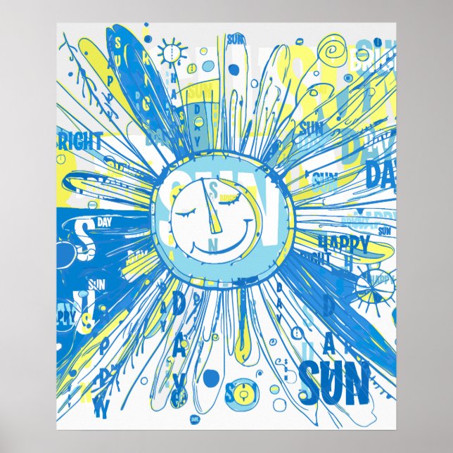 Abstrakt Happy Whimsical Sun Word Art Poster (Vorne)