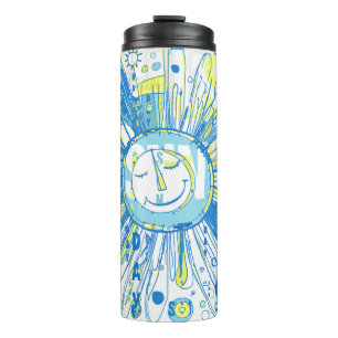 Abstrakt Happy Whimsical Sun Word Art Thermosbecher