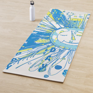 Abstrakt Happy Whimsical Sun Word Art Yogamatte