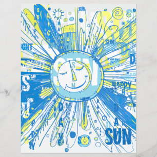 Abstrakt Happy Whimsical Sun Words Scrapbook Paper