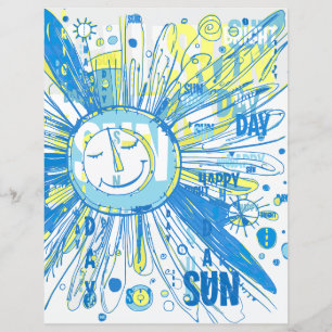 Abstrakt Happy Whimsical Sun Words Scrapbook Paper