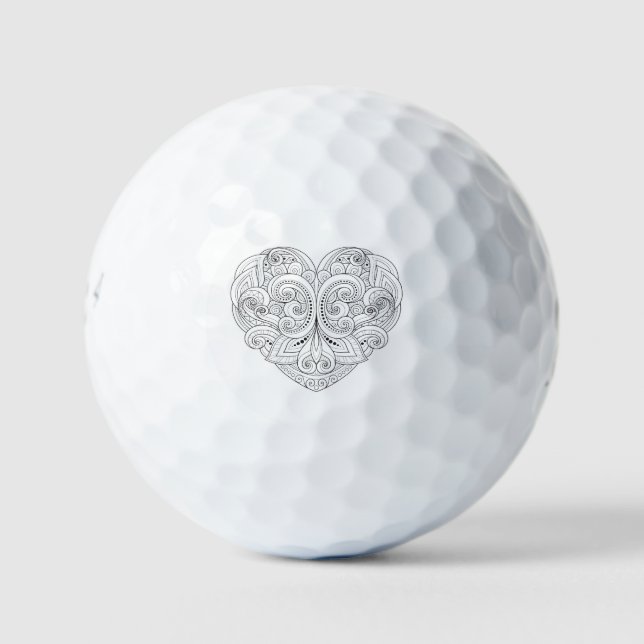 Abstrakt Heart Doodle Golfball (Vorderseite)