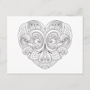 Abstrakt Heart Doodle Postkarte