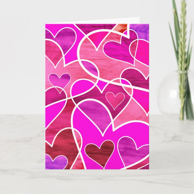 Abstrakt Hearts Happy Valentines Day Card Karte (Vorderseite)