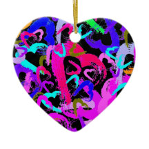 Abstrakt Hearts Keramik Ornament