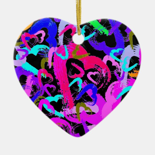 Abstrakt Hearts Keramik Ornament (Vorne)