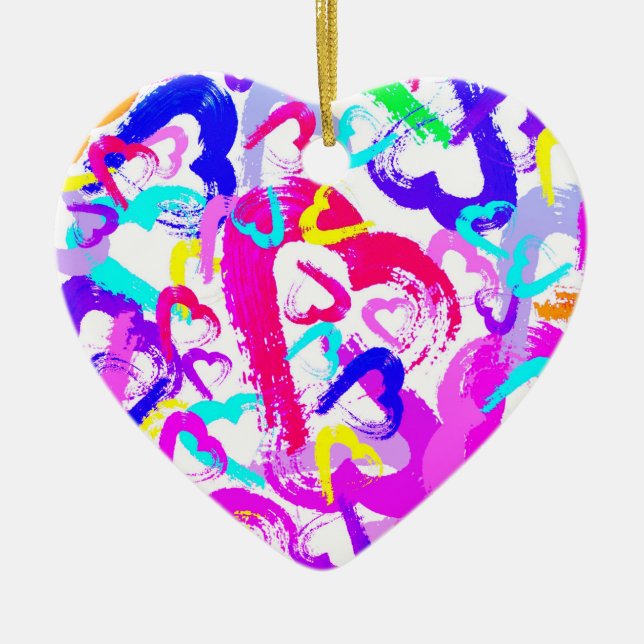 Abstrakt Hearts Keramik Weihnachten Keramik Ornament (Vorne)