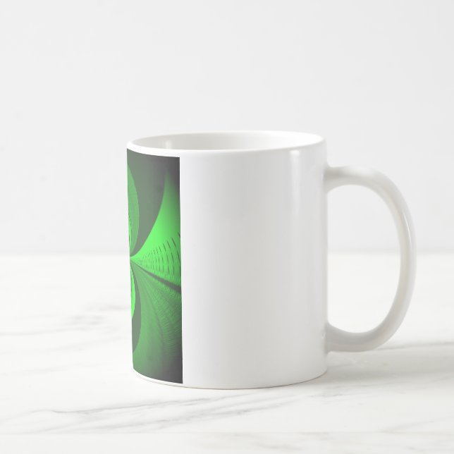 Abstrakt-hellgrüne Groovy Kaleidoskop-Muster Kaffeetasse (Rechts)