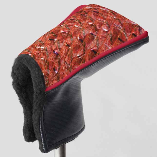 Abstrakt hellrot mit Flecken und gekröntem Stil Golf Headcover (3/4 Vorderseite)