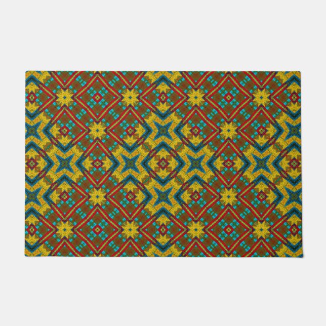 Abstrakt Hippie Boho Muster Rustic Earthy Tribal Fußmatte (Vorderseite)