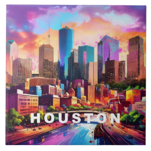Abstrakt Houston Skyline Art Modern City Fliese
