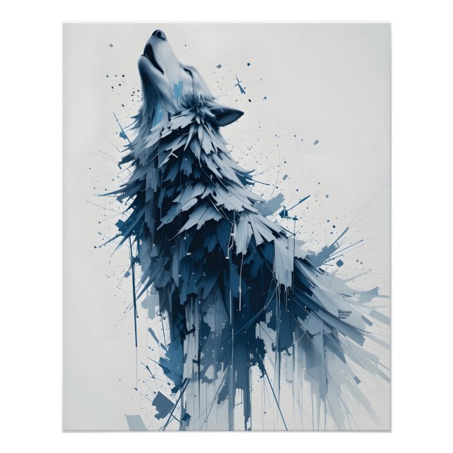 Abstrakt Howling Wolf Poster (Vorderseite)