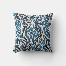 Abstrakt Ikat Watercolor Inspiriert Blau