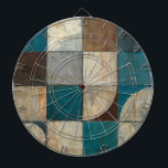 Abstrakt im Blau und in Brown Dartscheibe<br><div class="desc">© Mike Schick/wilder Apple.  Ein zeitgenössisches abstraktes Bild in Blauem,  in Braunem und Weiß. Das Bild besteht Kreise und Quadrate.</div>