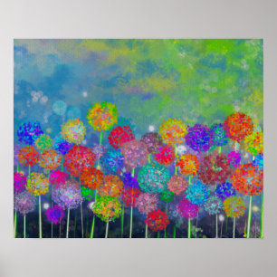 Abstrakt impressionistisches Feld der Blume Leinwa Poster