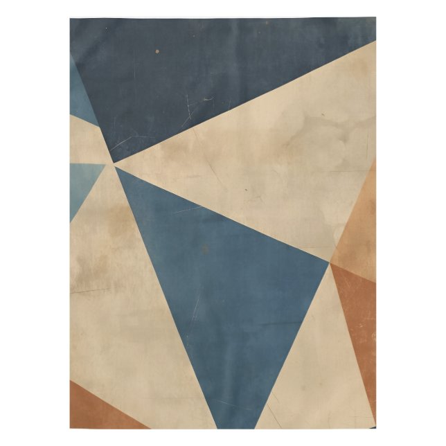 Abstrakt in Blau, Beige und Rost Tischdecke (Vorderseite)