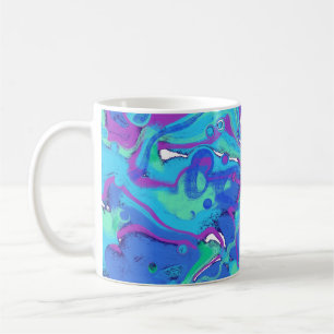 Abstrakt in Blues, Grüntöne und Purpur Kaffeetasse