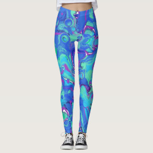 Abstrakt in Blues, Grüntöne und Purpur Leggings