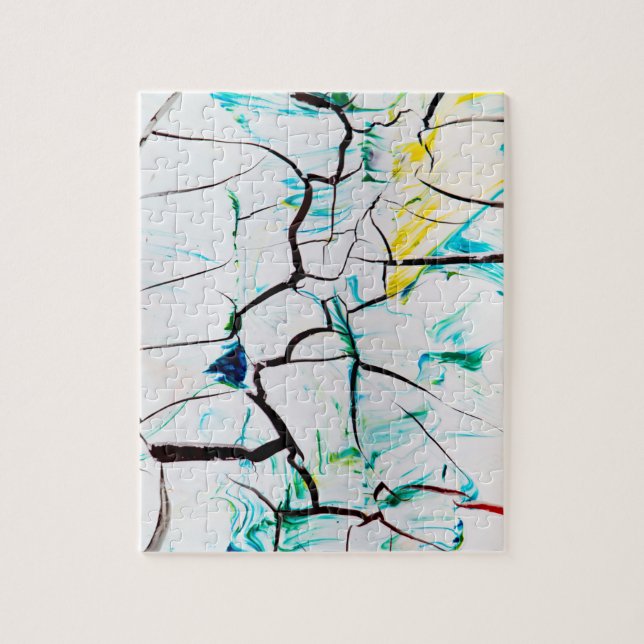 Abstrakt in grün-gelb-blau gerissen puzzle (Vertikal)