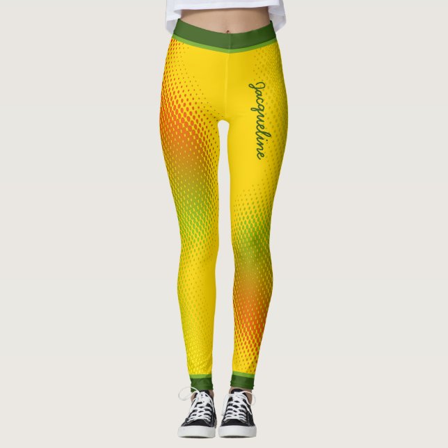 Abstrakt in karibischen Farben mit Namen auf YELLO Leggings (Vorderseite)