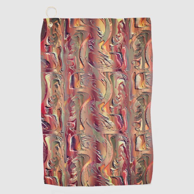 Abstrakt in Lachs und rotem Gefälle geschnitten Golfhandtuch (Vorderseite)