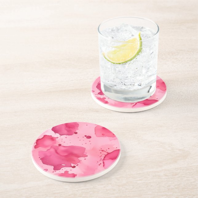 Abstrakt in Rosa auf Rosa  Getränkeuntersetzer (Seite)