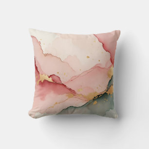 Abstrakt in Rosa, Türkis und Gold Kissen