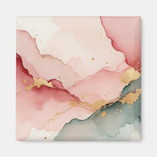 Abstrakt in Rosa, Türkis und Gold Magnet