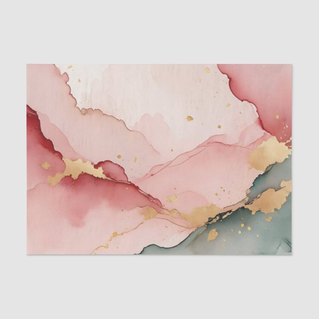 Abstrakt in Rosa, Türkis und Gold Seidenpapier (Vorderseite)