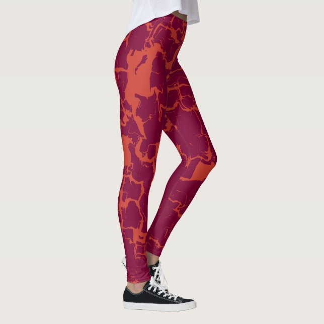 Abstrakt in Rosa und Orange Leggings (Rechts)