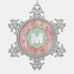 Abstrakt in Rosa und Pfirsichfarben Schneeflocken Zinn-Ornament