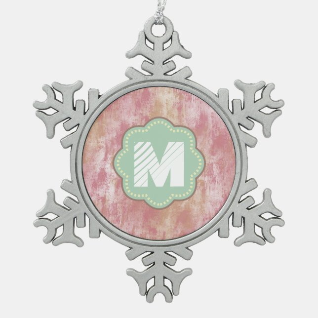 Abstrakt in Rosa und Pfirsichfarben Schneeflocken Zinn-Ornament (Vorderseite)