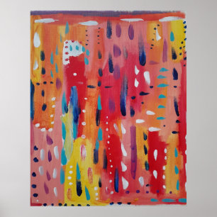 Abstrakt in Rot-Orange und Gelb Poster