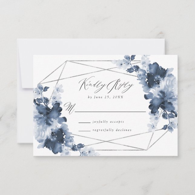 Abstrakt Indigo Floral | RSVP-Hochzeitkarte RSVP Karte (Vorderseite)