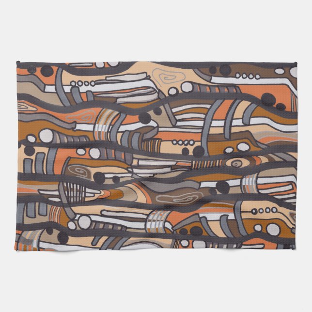Abstrakt Jazzy Earth Tones Handtuch (Horizontal)