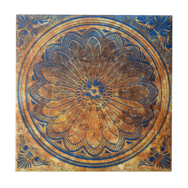 Abstrakt Kaleidoskop Arabesque Mandala Bronze Fliese (Vorderseite)