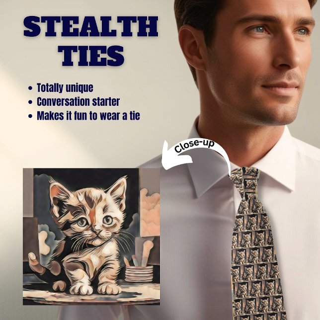 Abstrakt Kitten Cat Stealth Neck Tie Krawatte (Von Creator hochgeladen)