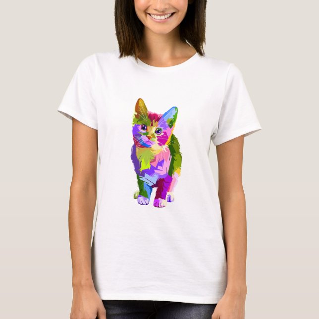 Abstrakt Kitty Basic T Shirt (Vorderseite)