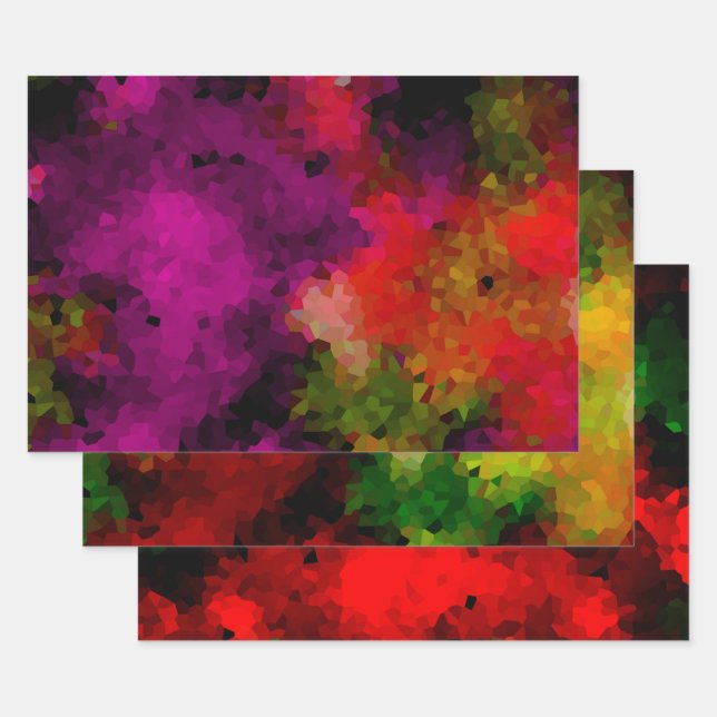 Abstrakt, kreativ, mosaik, kristalle, grün, yello geschenkpapier set (Set)