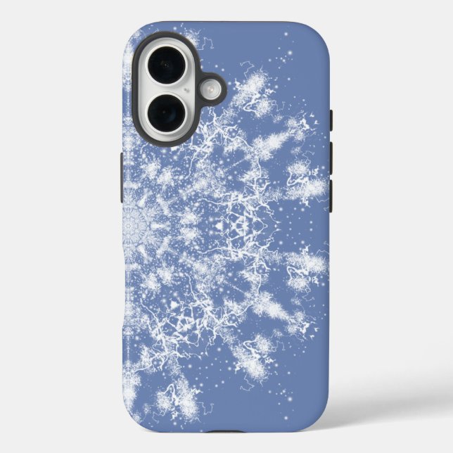 Abstrakt Lacy Fraktal Snowflake auf blauem Hinterg Case-Mate iPhone Hülle (Rückseite)