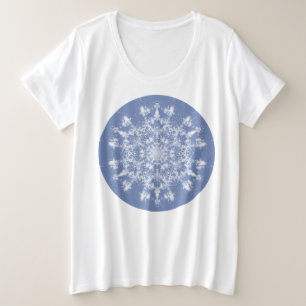 Abstrakt Lacy Fraktal Snowflake auf blauem Hinterg Große Größe T-Shirt